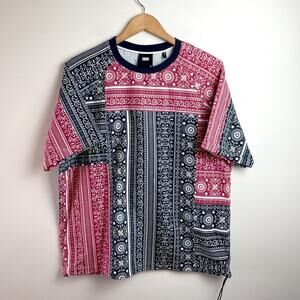 Kith Bandana Print Shirt Howard Tee Sz‎ Medium Patchwork Cotton Paisley AOP
